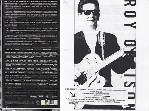 Roy Orbison The Soul Of Rock And Roll US Promo 4-CD album